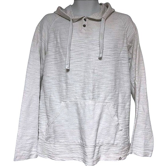 Free Planet Cream White Hoodie Long Sleeve Two Button Pullover Men's XL - Picture 1 of 7